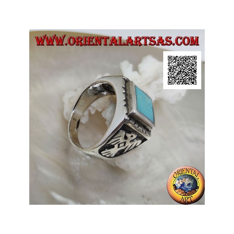Anello Argento 925 con Turchese Arizona e Aquila | Native