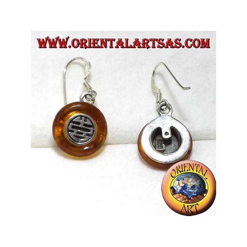 boucles d'oreilles en argent avec disquette dans Ambre