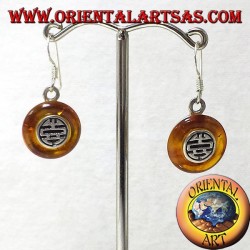 silver earrings with diskette in Amber