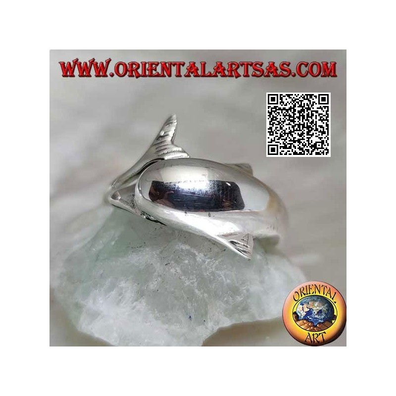 Anillo de plata, delfín persiguiendo lo suyo (Ouroboros)