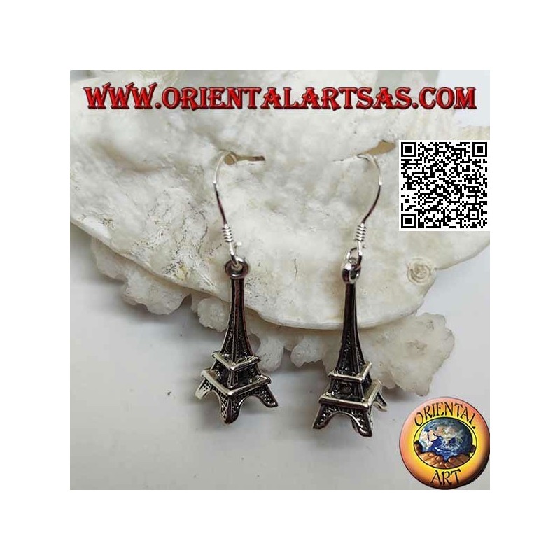 Pendientes colgantes de plata con forma de torre Eiffel (tour Eiffel de Paris)