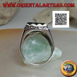 Silberring mit erhabenem rechteckigem Onyxrahmen und Seitenschnur