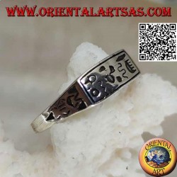 Silver ring with engraved hieroglyphs / mystical symbols