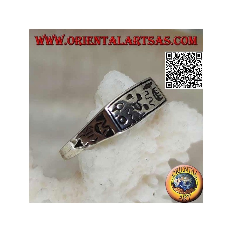 Anillo de plata con jeroglíficos grabados / símbolos místicos