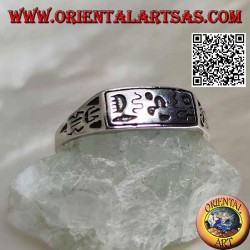 Silberring mit gravierten Hieroglyphen / mystischen Symbolen