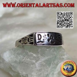 Silver ring with engraved hieroglyphs / mystical symbols