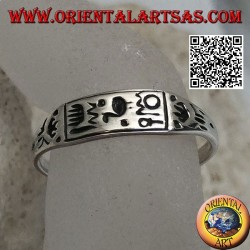 Silberring mit gravierten Hieroglyphen / mystischen Symbolen