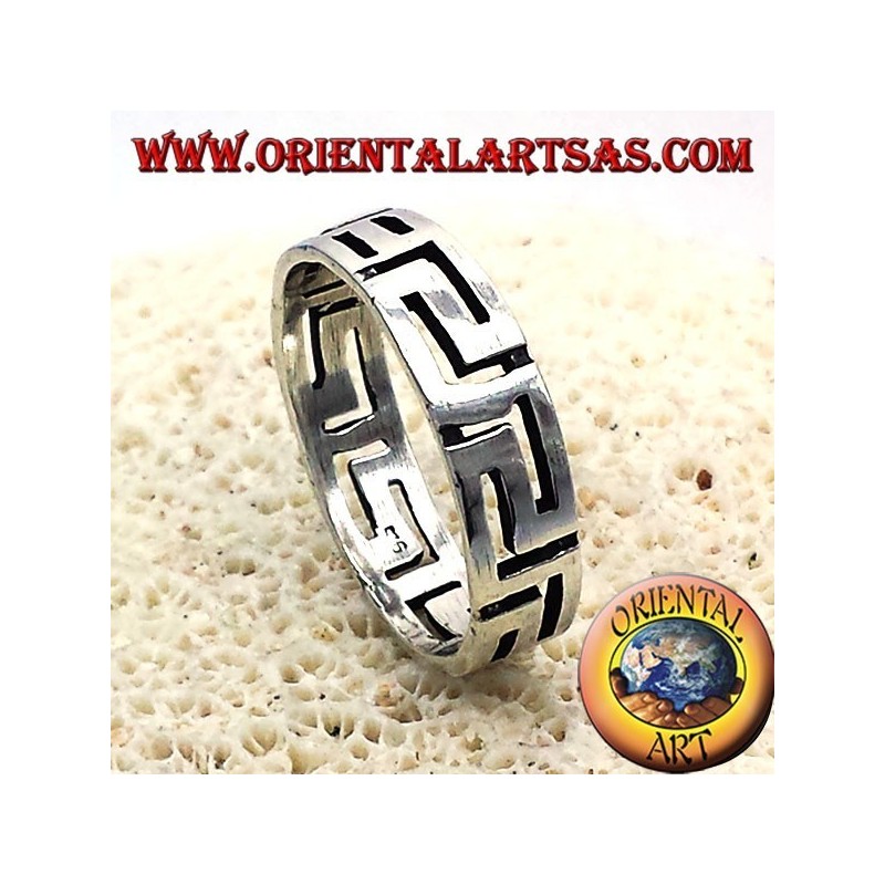 anillo de plata griega registro perforado