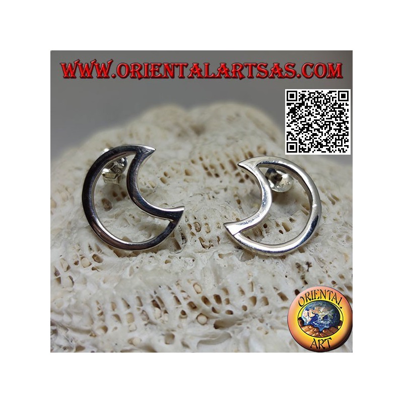 Boucles d'oreilles lobe en argent en forme de croissant perforé