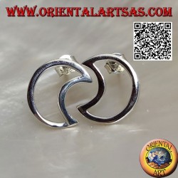 Pendientes de plata con lóbulo en forma de media luna perforada