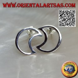 Boucles d'oreilles lobe en argent en forme de croissant perforé