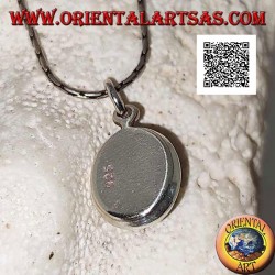 Silver pendant with black star (Diopside) oval cabochon and smooth rounded edge