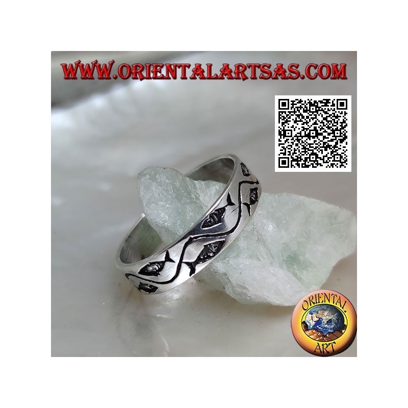 Anello Fedina Pesciolini Argento 925 Stilizzati | Oriental Art