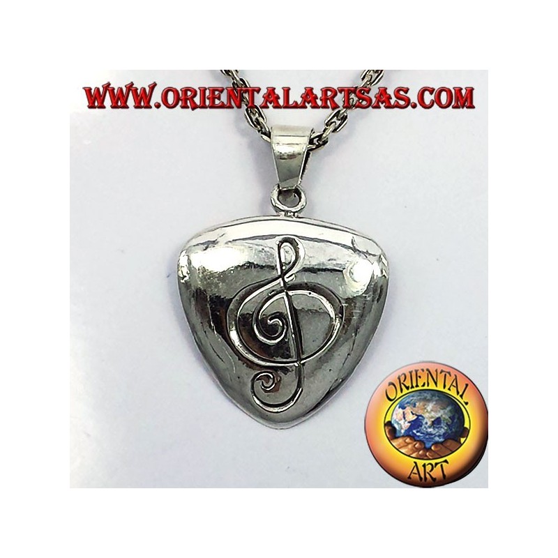 Colgante de plectro en plata con clave de sol
