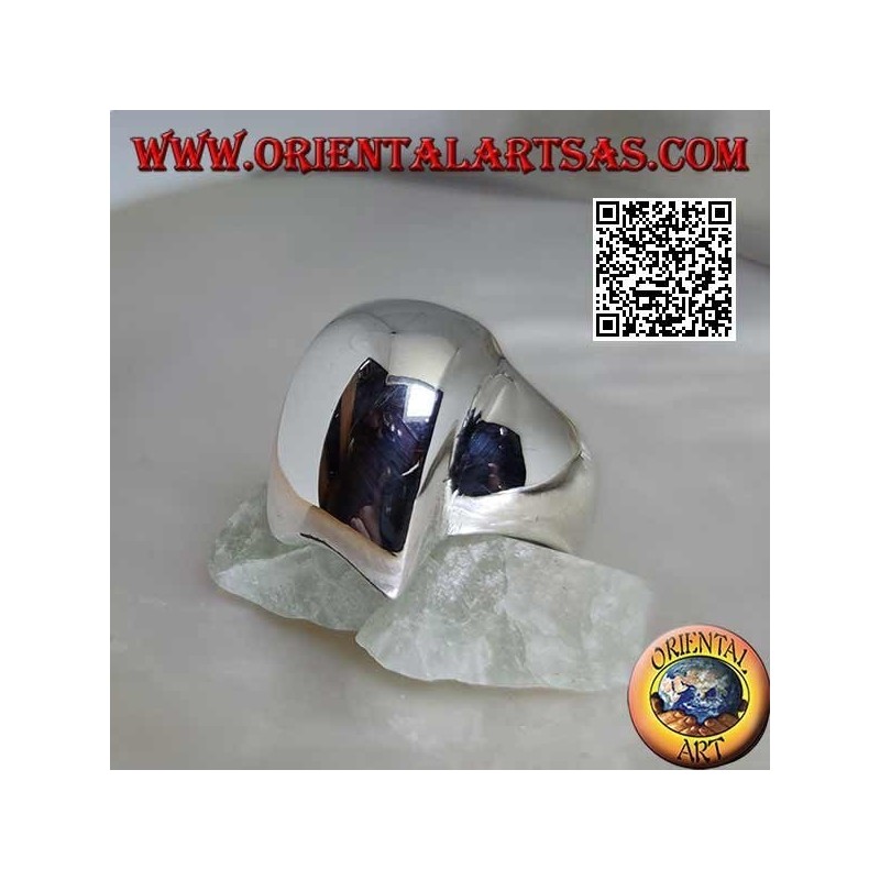 Anello in argento liscio a trapezio rettangolo smussato convesso