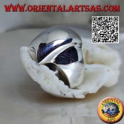 Bague en argent lisse dans un trapèze convexe biseauté rectangle