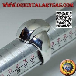 Smooth silver ring with a rounded rectangle convex trapezoid