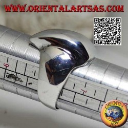 Bague en argent lisse dans un trapèze convexe biseauté rectangle