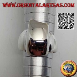 Bague en argent lisse dans un trapèze convexe biseauté rectangle