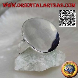Glatter Silberring mit glatter konkaver runder Platte