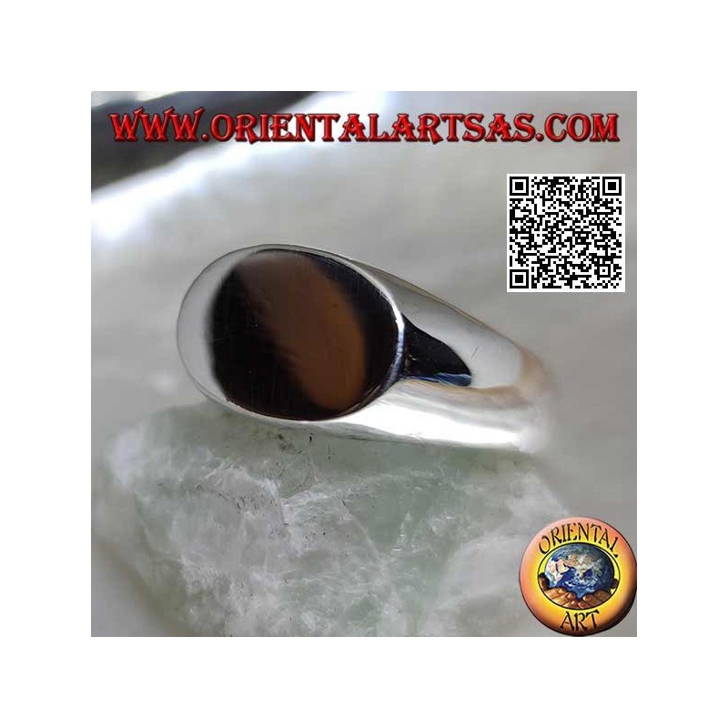 Bague en argent lisse avec ovale plat transversal