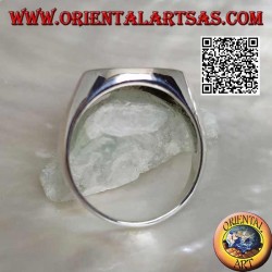 Smooth silver ring with flat transverse oval