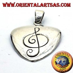 Plectrum pendant in silver with treble clef