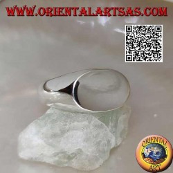 Glatter Silberring mit flachem Queroval