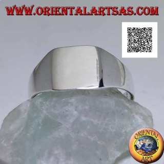Anello in argento liscio con quadrato smussato arrotondato liscio (piccolo - 9 mm)