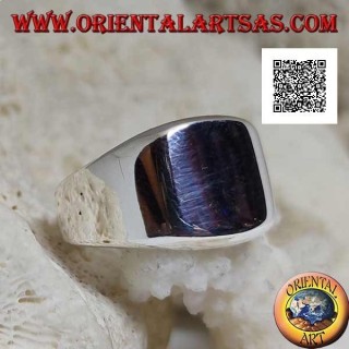 Glatter Silberring mit glattem, abgerundetem, abgeschrägtem Quadrat (groß - 12 mm)
