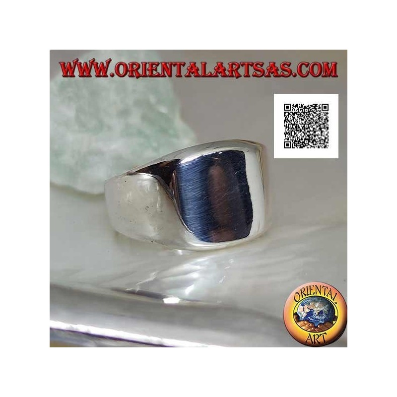 Smooth silver ring with smooth rounded bevel square (large - 12 mm)