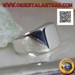 Anillo plateado liso con cuadrado biselado redondeado liso (grande - 12 mm)