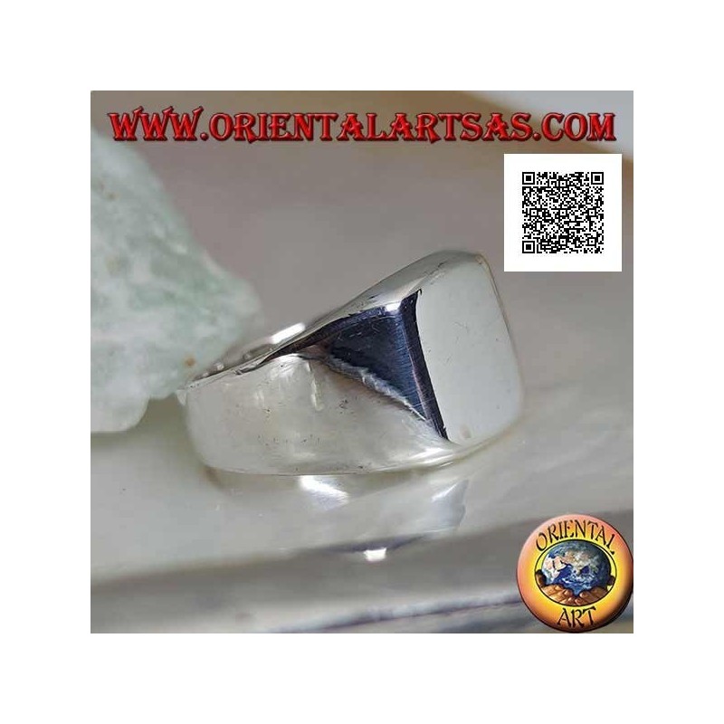 Smooth silver ring with smooth rounded bevel square (large - 12 mm)