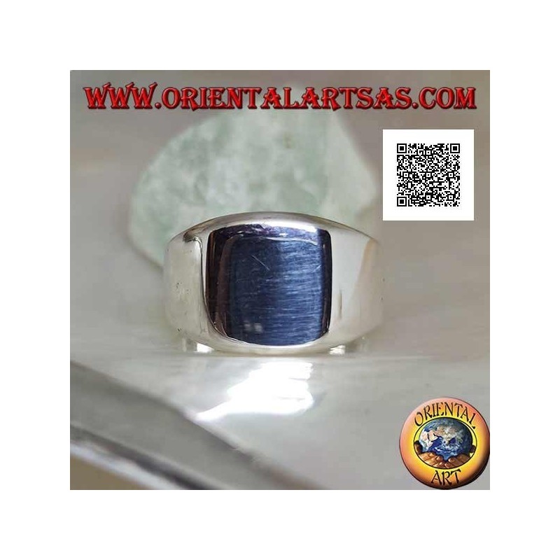 Smooth silver ring with smooth rounded bevel square (large - 12 mm)