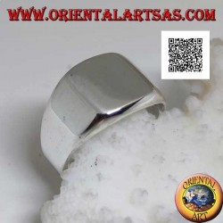 Smooth silver ring with smooth rounded bevel square (large - 12 mm)
