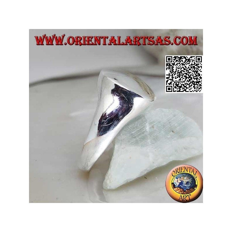 Anillo de plata lisa con redondeado en relieve y convexo