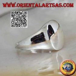 Bague en argent lisse avec rond en relief et convexe