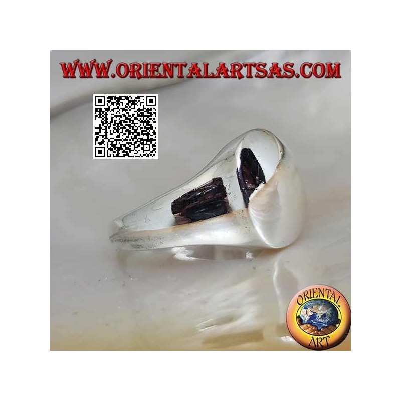 Anillo de plata lisa con redondeado en relieve y convexo