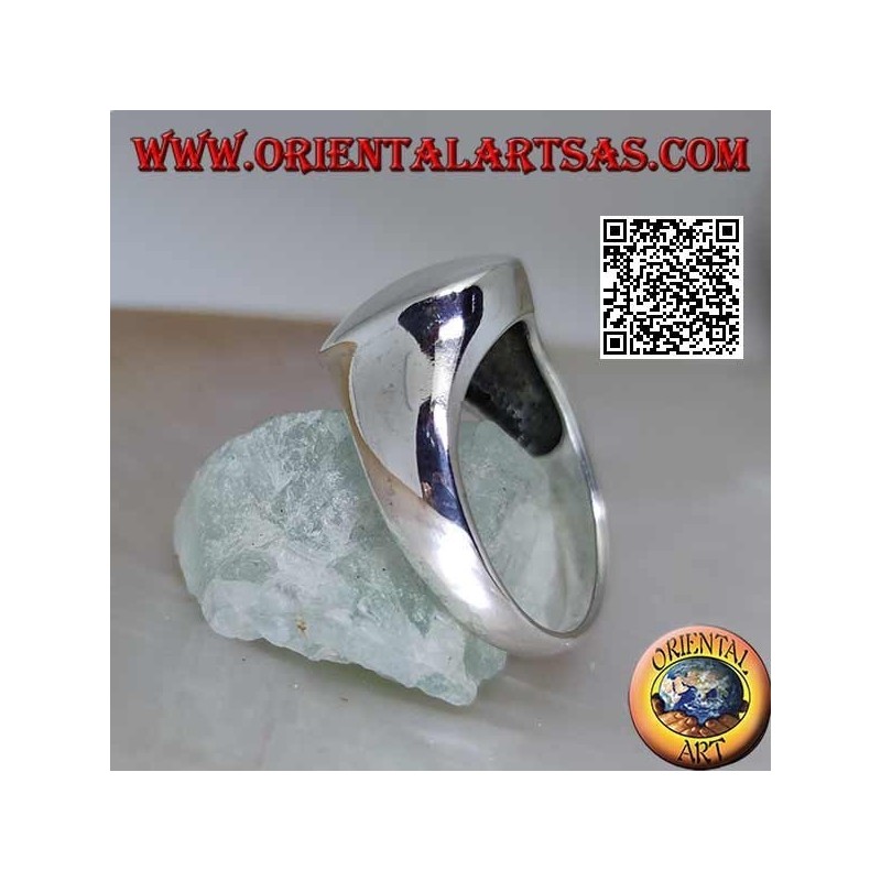 Anillo de plata lisa con redondeado en relieve y convexo