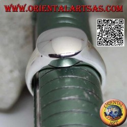 Bague en argent lisse avec rond en relief et convexe