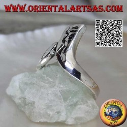 Bague en argent forme Boomerang à décor ajouré