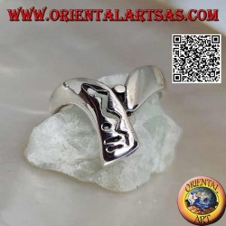 Bague en argent forme Boomerang à décor ajouré