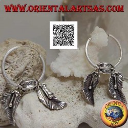 Silberne Creolen (Karen) mit hängenden Blättern mit orientalischen Früchten (alchechengi)