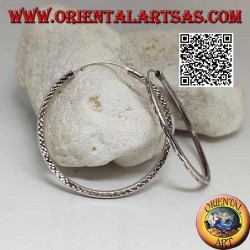 Pendientes circulares de plata con diamantes de 45 mm.