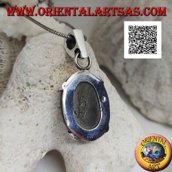 Silver pendant with large oval cabochon tiger eye set in a simple setting