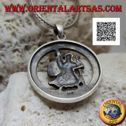 Pendentif en argent, Saint Christophe dans le cercle avec inscription sacrée en latin en relief