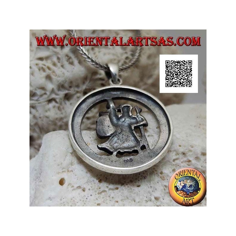 Pendentif en argent, Saint Christophe dans le cercle avec inscription sacrée en latin en relief