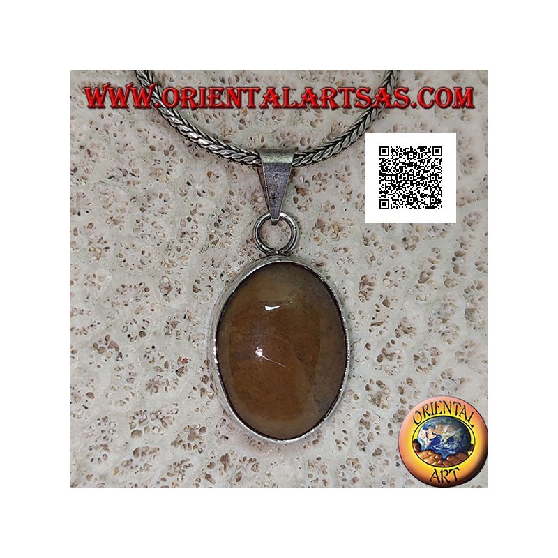 Colgante de plata con jaspe tigre cabujón ovalado con marco liso