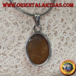 Colgante de plata con jaspe tigre cabujón ovalado con marco liso
