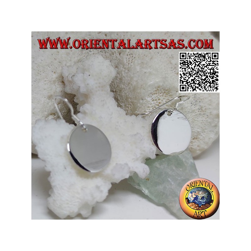 Boucles d'oreilles pendantes en argent avec plaque ronde lisse et plate